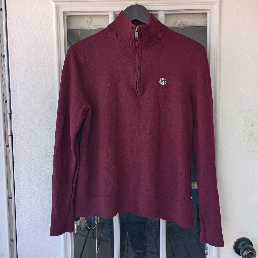 Ted Baker Boys Burgundy Tooting Core Half Zip Long Sleeve Sweater Size 6/XXL